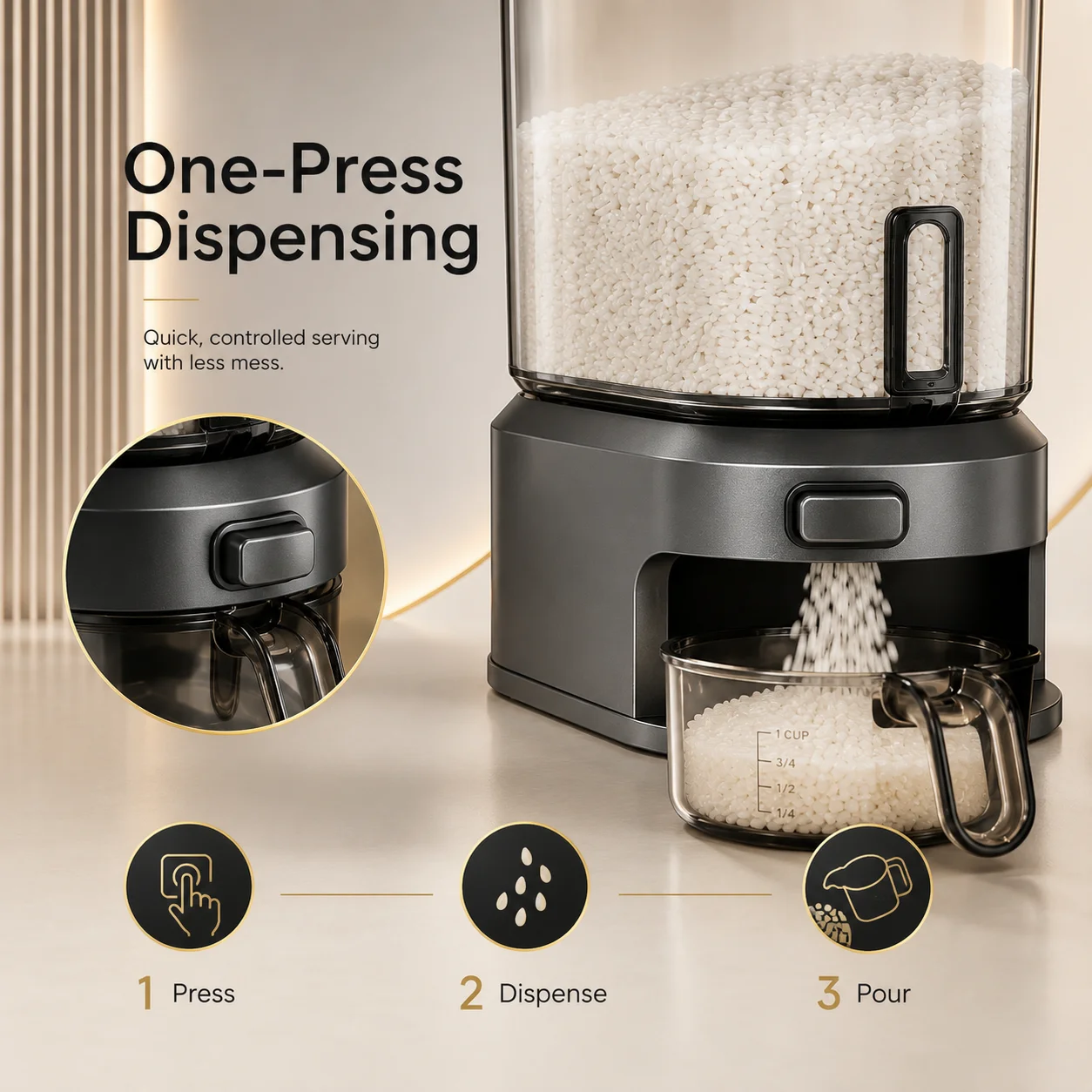 Black transparent Dry Foods Dispenser - Image 4