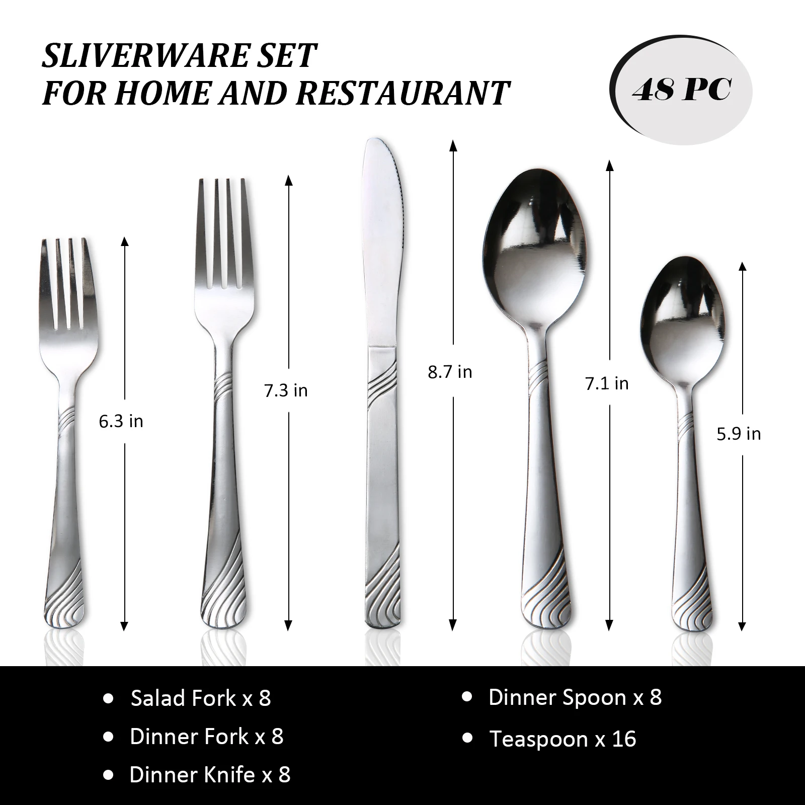Stainless Steel Flatware Set Service for 8 - Image 2