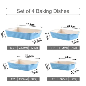 4-Piece Ceramic Baking Dish Set - Thumbnail Image 3