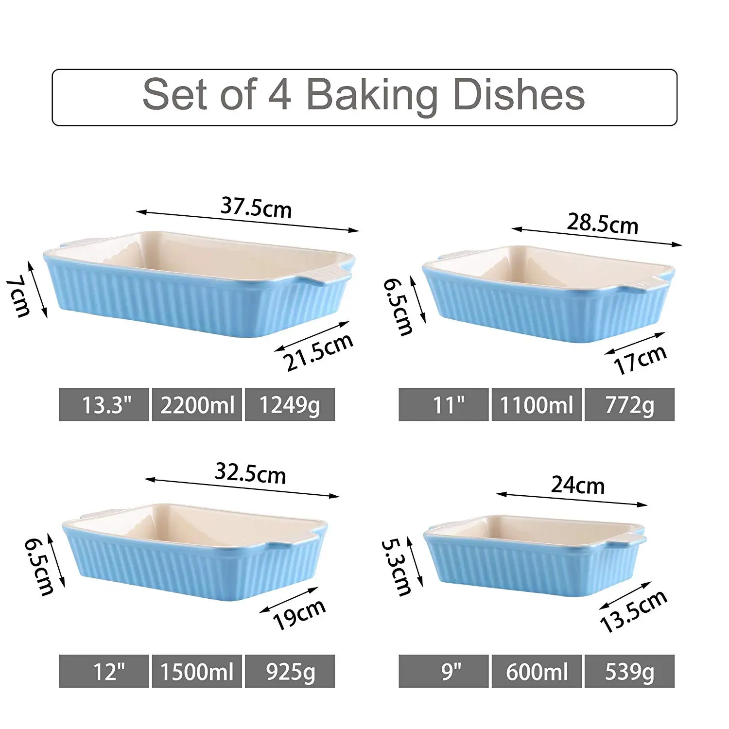 4-Piece Ceramic Baking Dish Set - Image 3