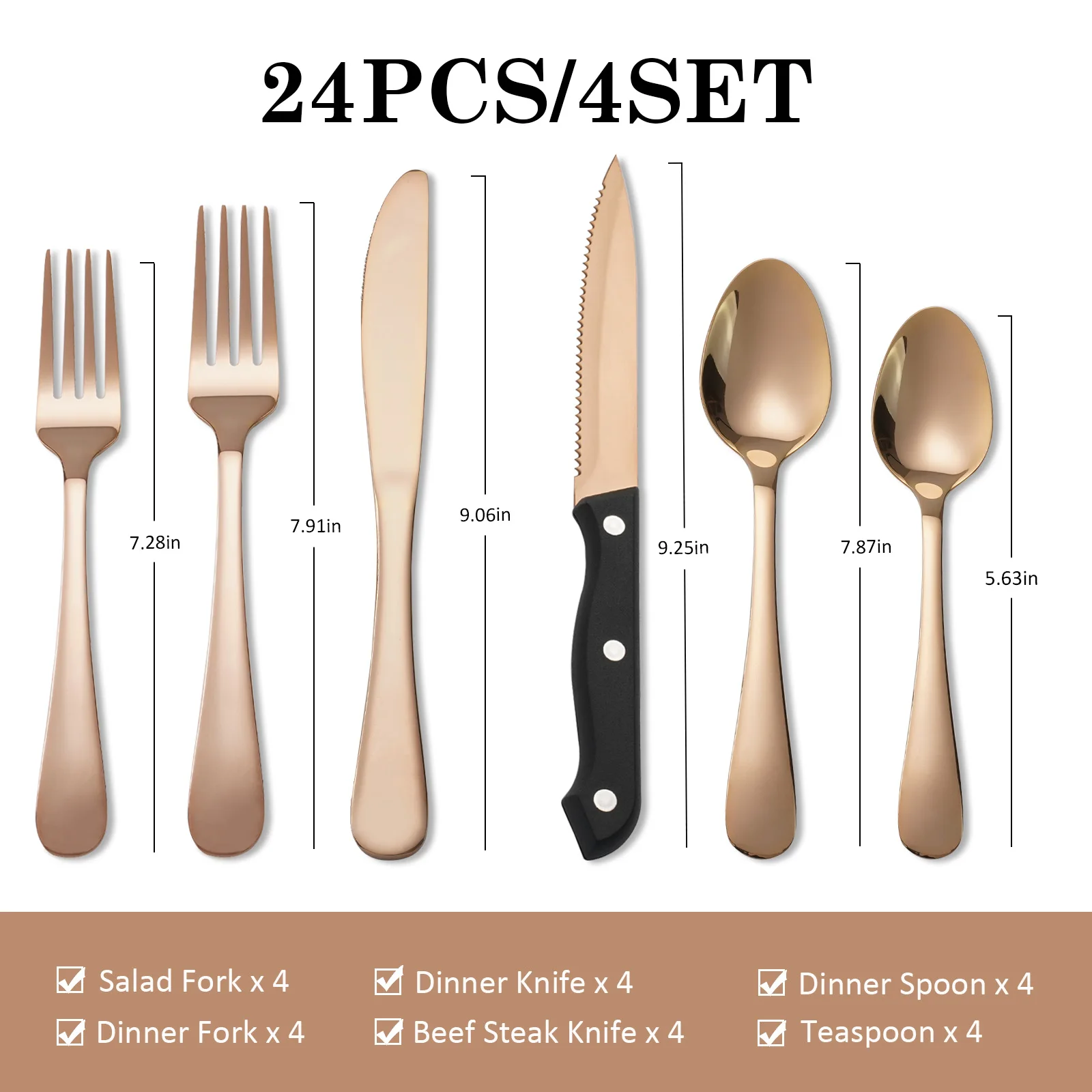 24Pcs Stainless Steel Flatware Set - Image 4