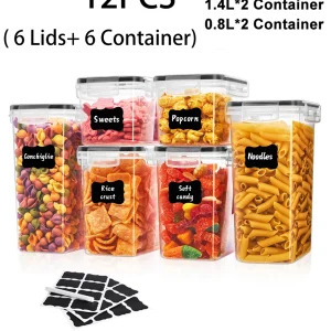 Food Storage Containers with LIDS and Labels