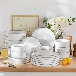 Dinner Plates Sets Black Rim - Thumbnail Image 2