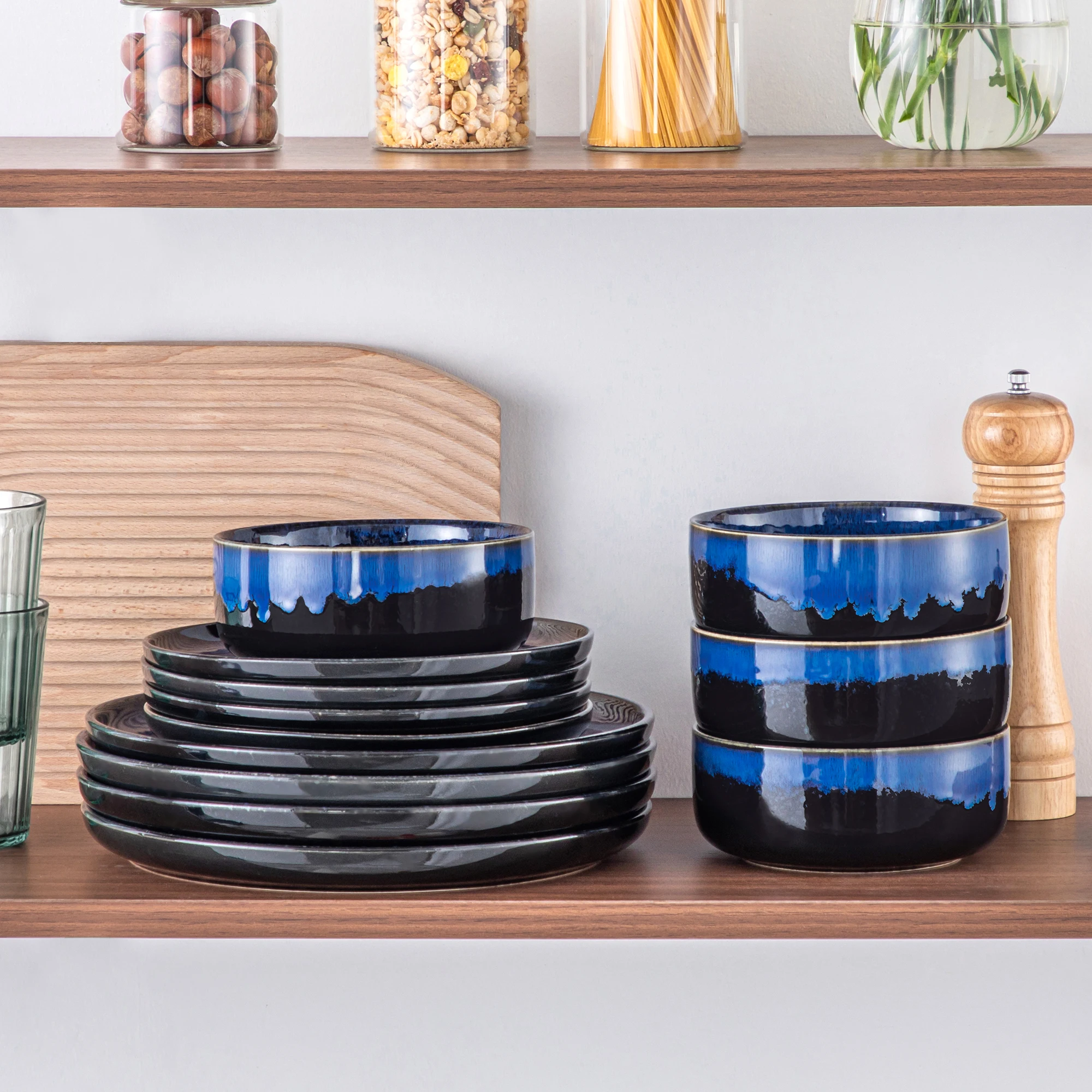 Starry Blue Stoneware Dinnerware Sets - Image 6