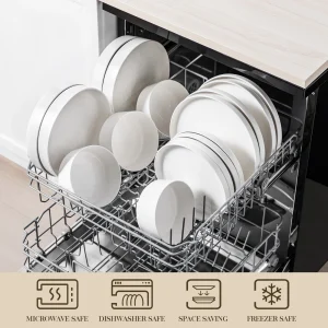 Dinner Plates Sets Black Rim - Thumbnail Image 4