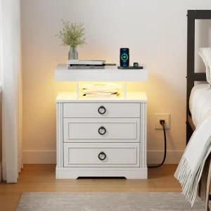 Farmhouse Nightstand Set w/ Charging Station - Thumbnail Image 10