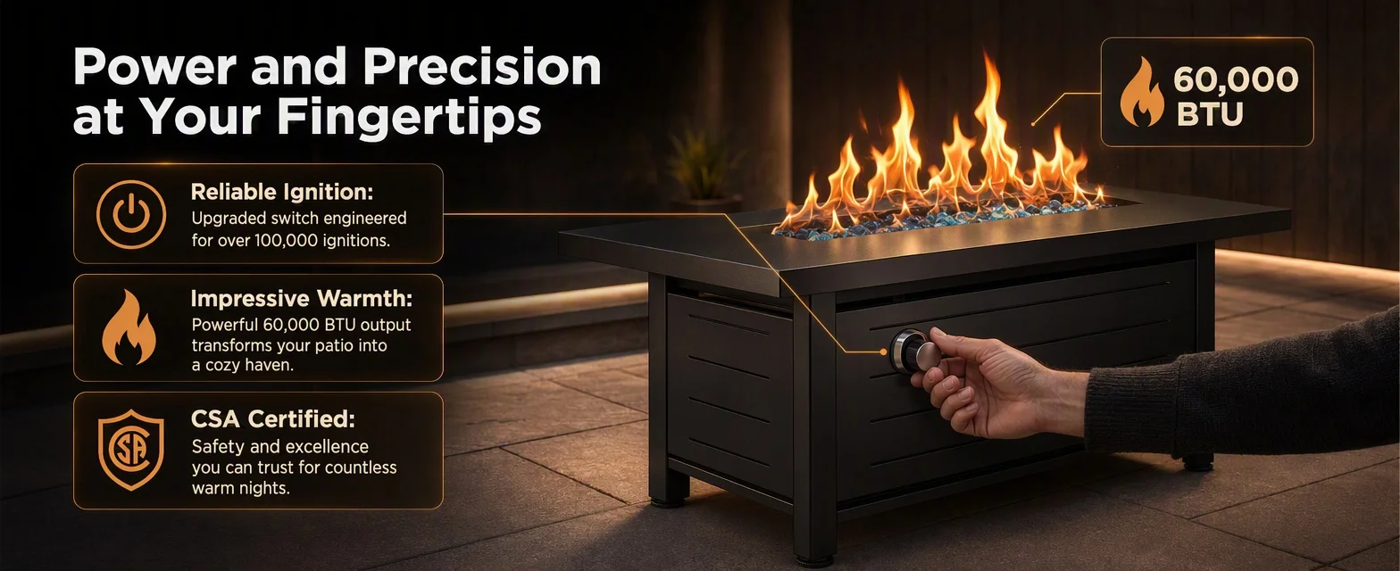 43" Rectangular Propane Fire Pit - Image 5