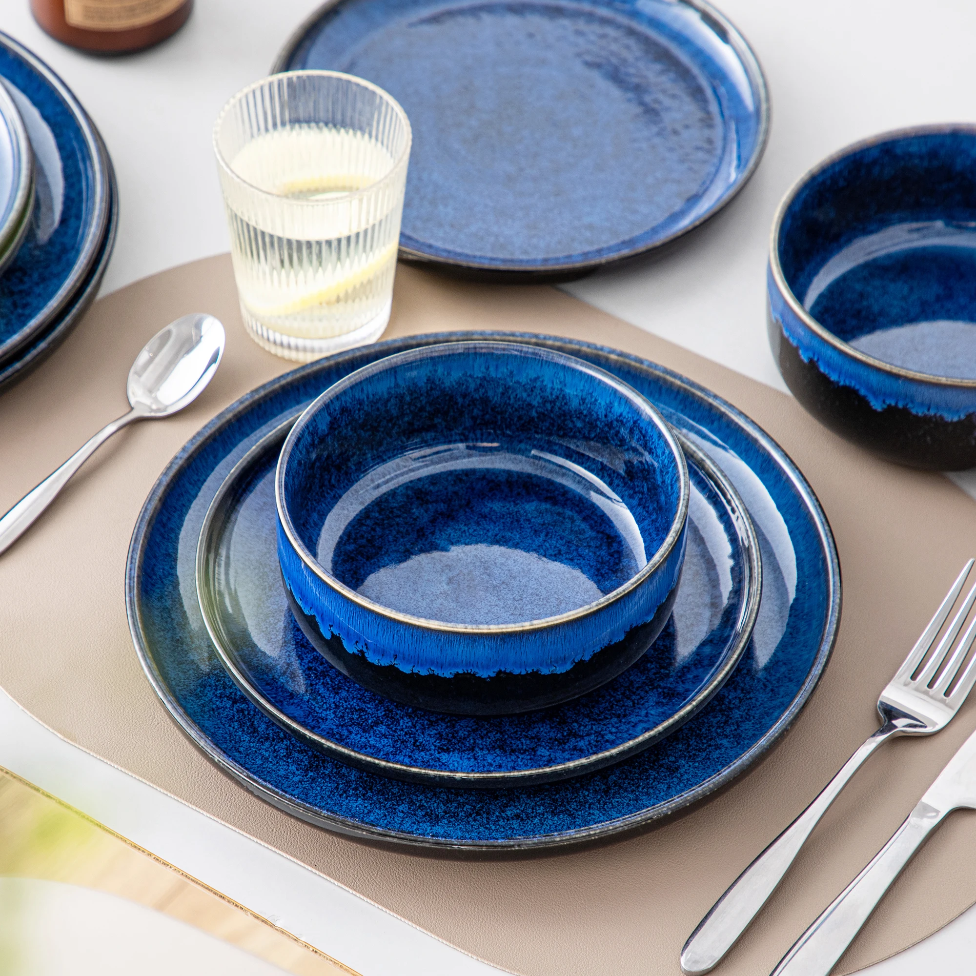 Starry Blue Stoneware Dinnerware Sets - Image 5