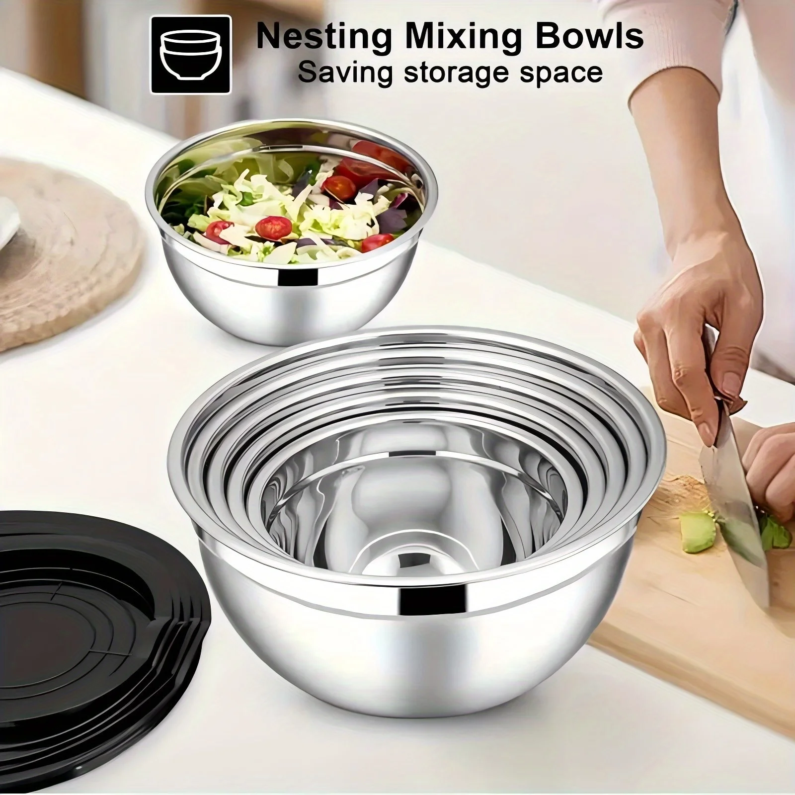 Stainless Steel Mixing Bowl Set, 17pcs - Image 2
