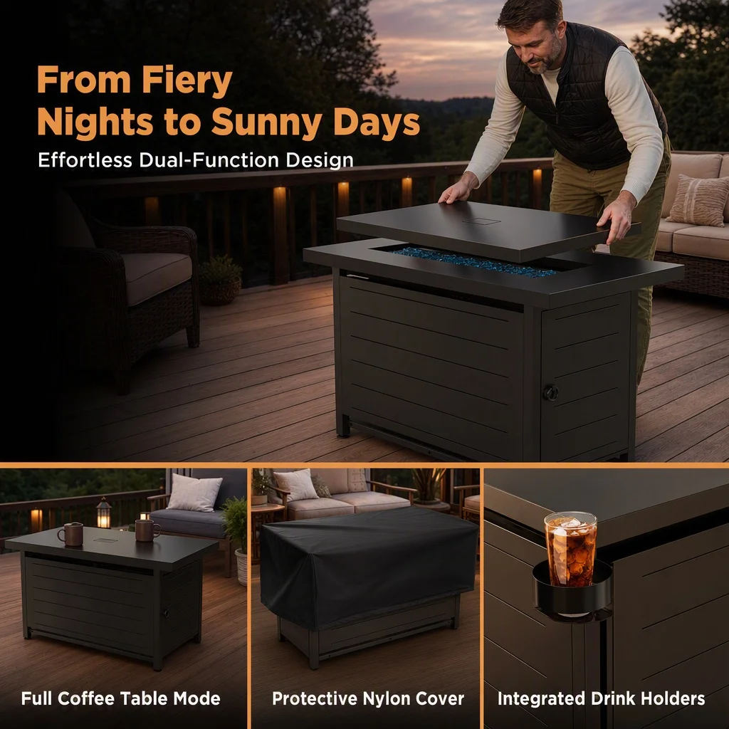 43" Rectangular Propane Fire Pit - Image 4