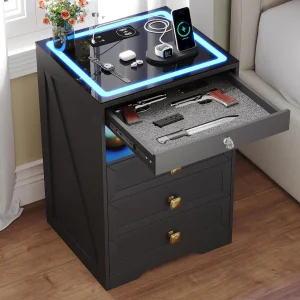 Farmhouse Nightstand Set w/ Charging Station - Thumbnail Image 8