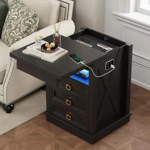 Farmhouse Nightstand Set w/ Charging Station - Thumbnail Image 4