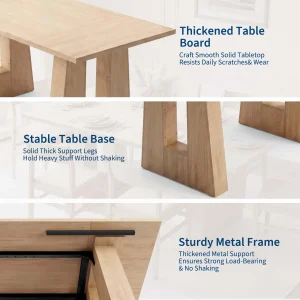 Mid Century Rectangular 63" Dining Table - Thumbnail Image 8