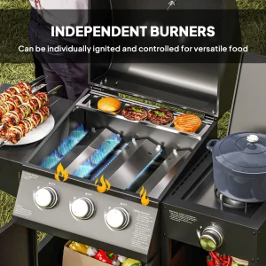 Gas Grill with Side Burner and Shelves - Thumbnail Image 5