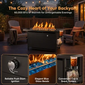 43" Rectangular Propane Fire Pit - Thumbnail Image 3