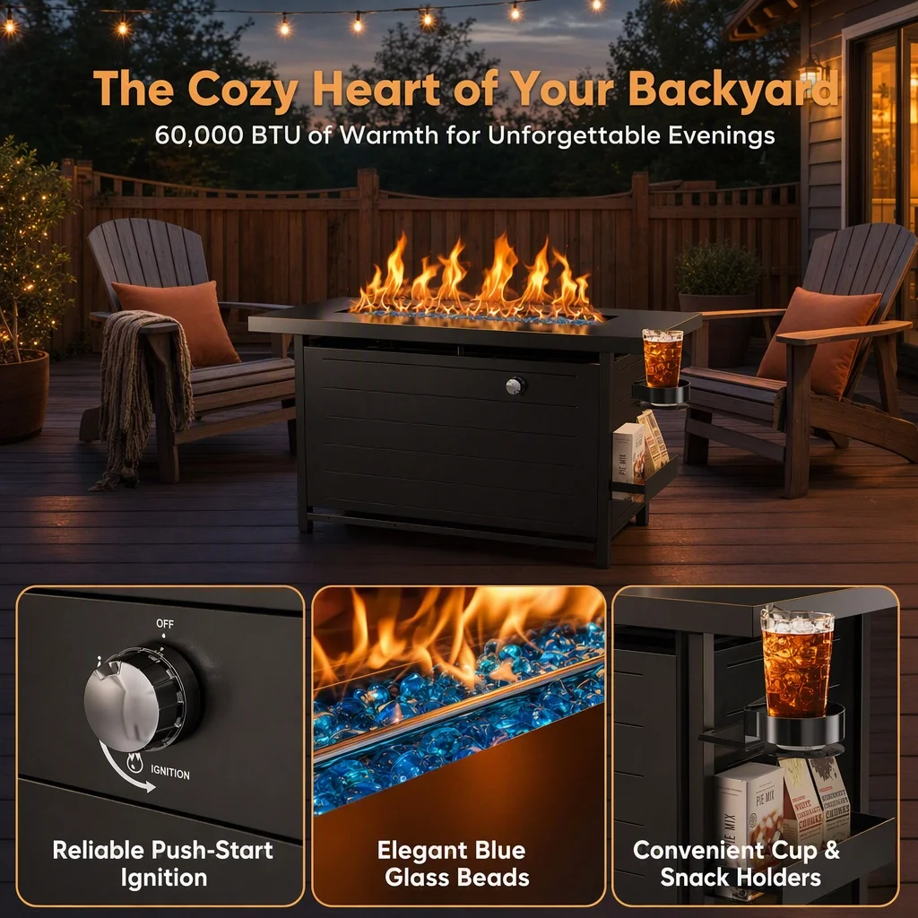 43" Rectangular Propane Fire Pit - Image 3