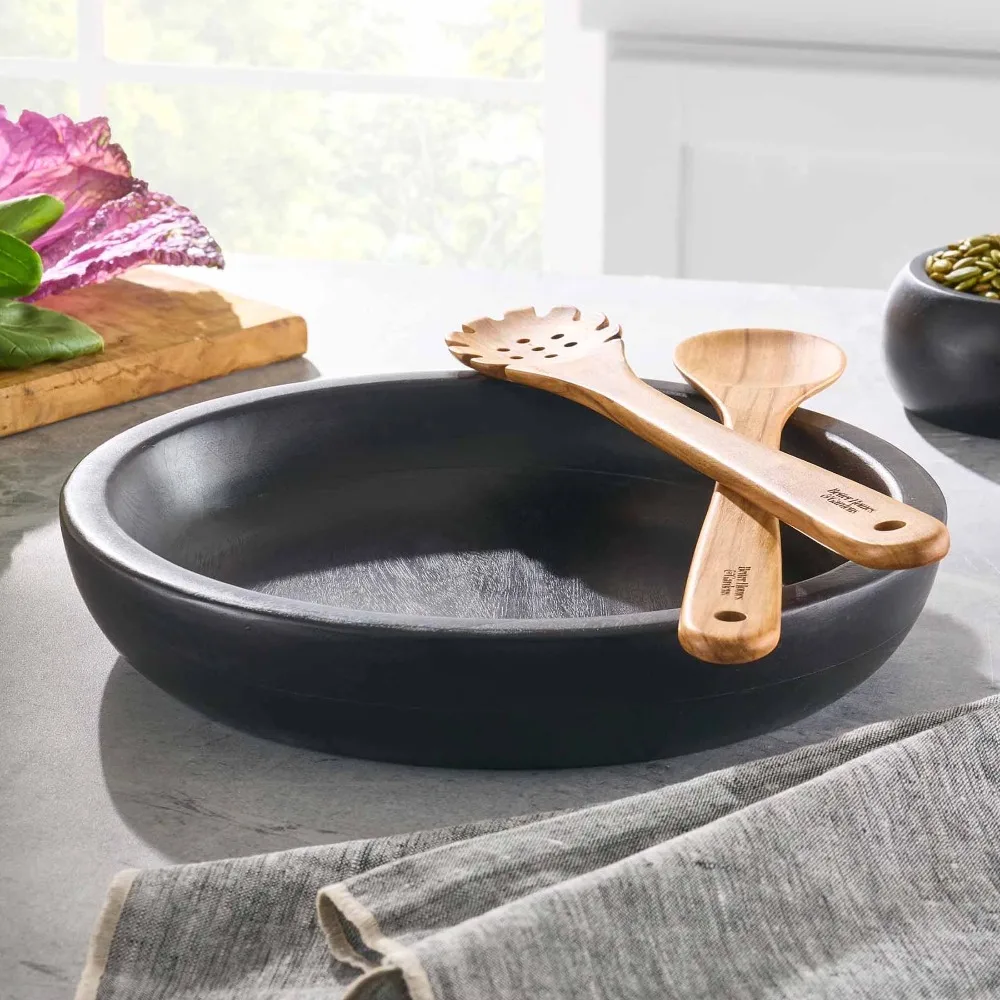 Handmade Natural Teak Serving Bowl - Image 1