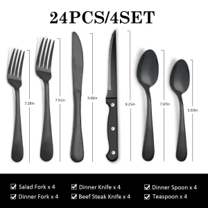 24Pcs Stainless Steel Flatware Set - Thumbnail Image 5