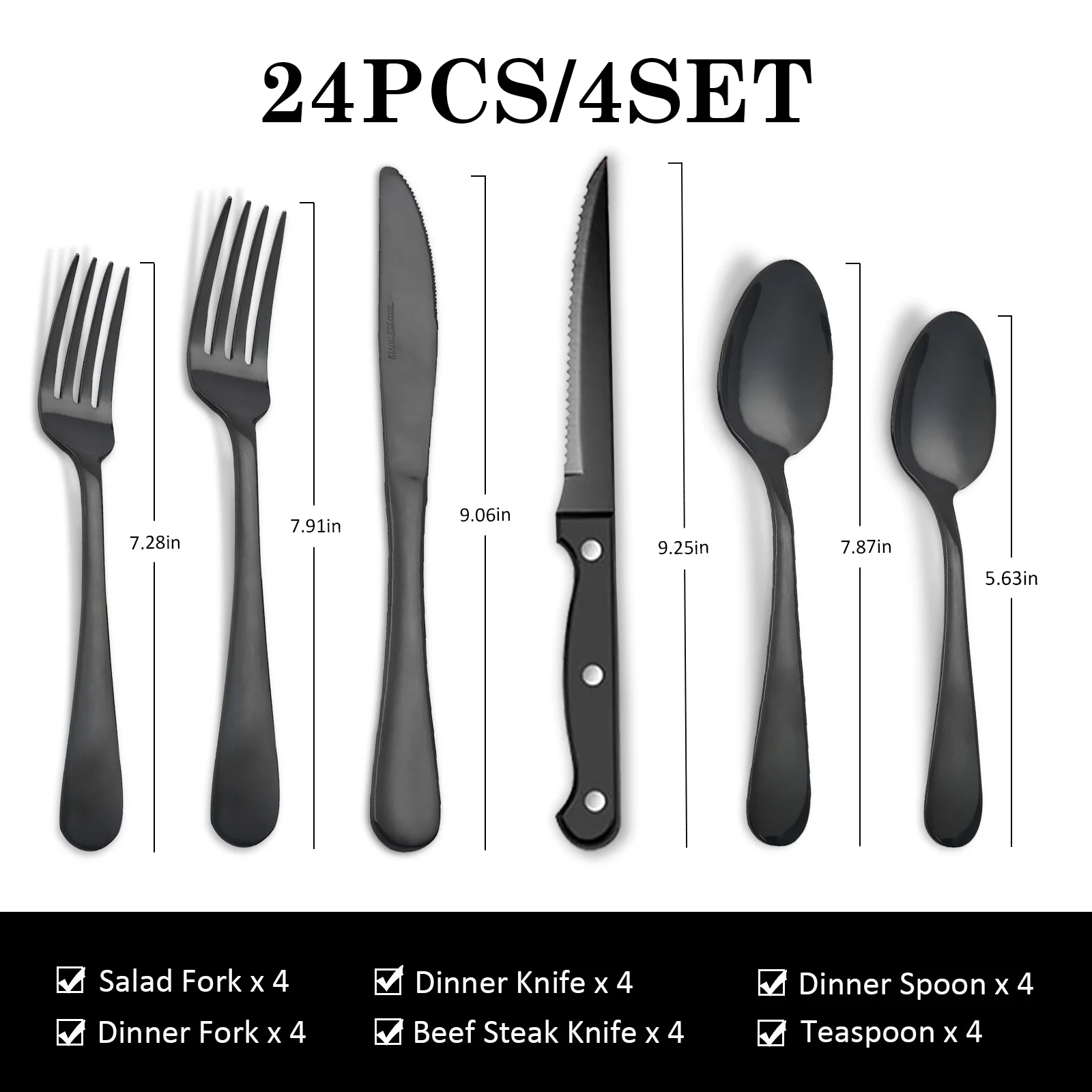 24Pcs Stainless Steel Flatware Set - Image 5