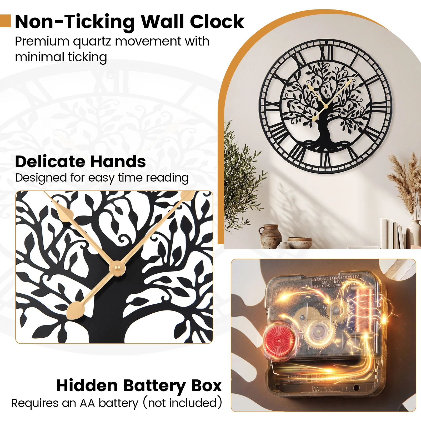27” Tree of Life Clock - Image 4