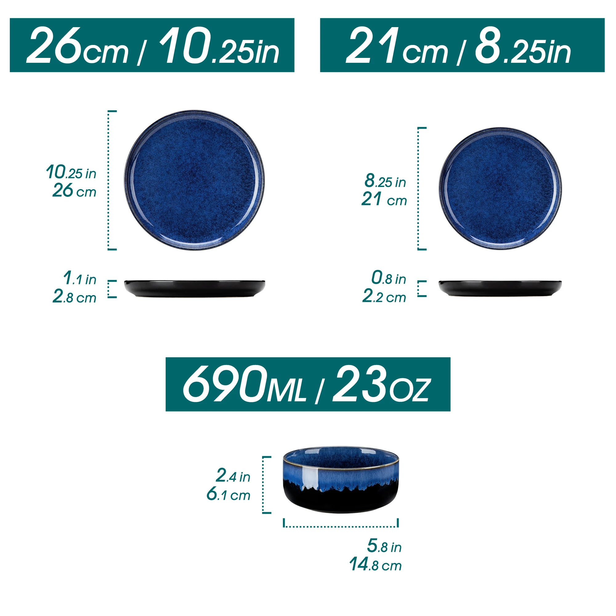 Starry Blue Stoneware Dinnerware Sets - Image 2