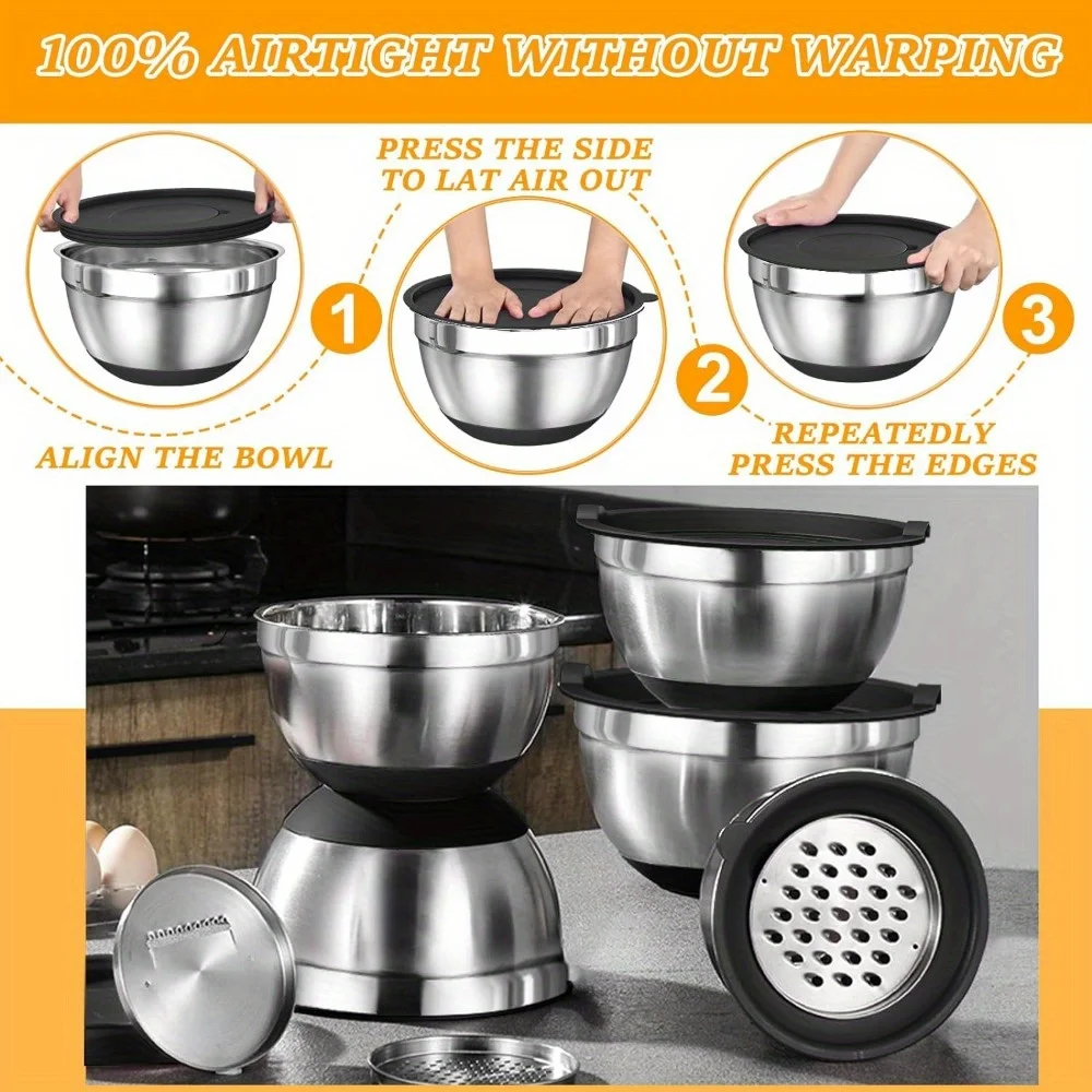 Stainless Steel Mixing Bowl Set, 17pcs - Image 3
