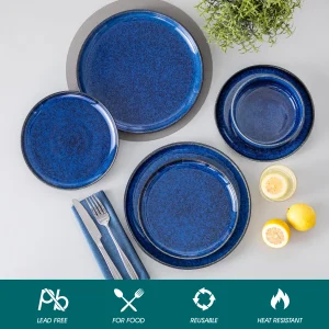 Starry Blue Stoneware Dinnerware Sets - Thumbnail Image 4