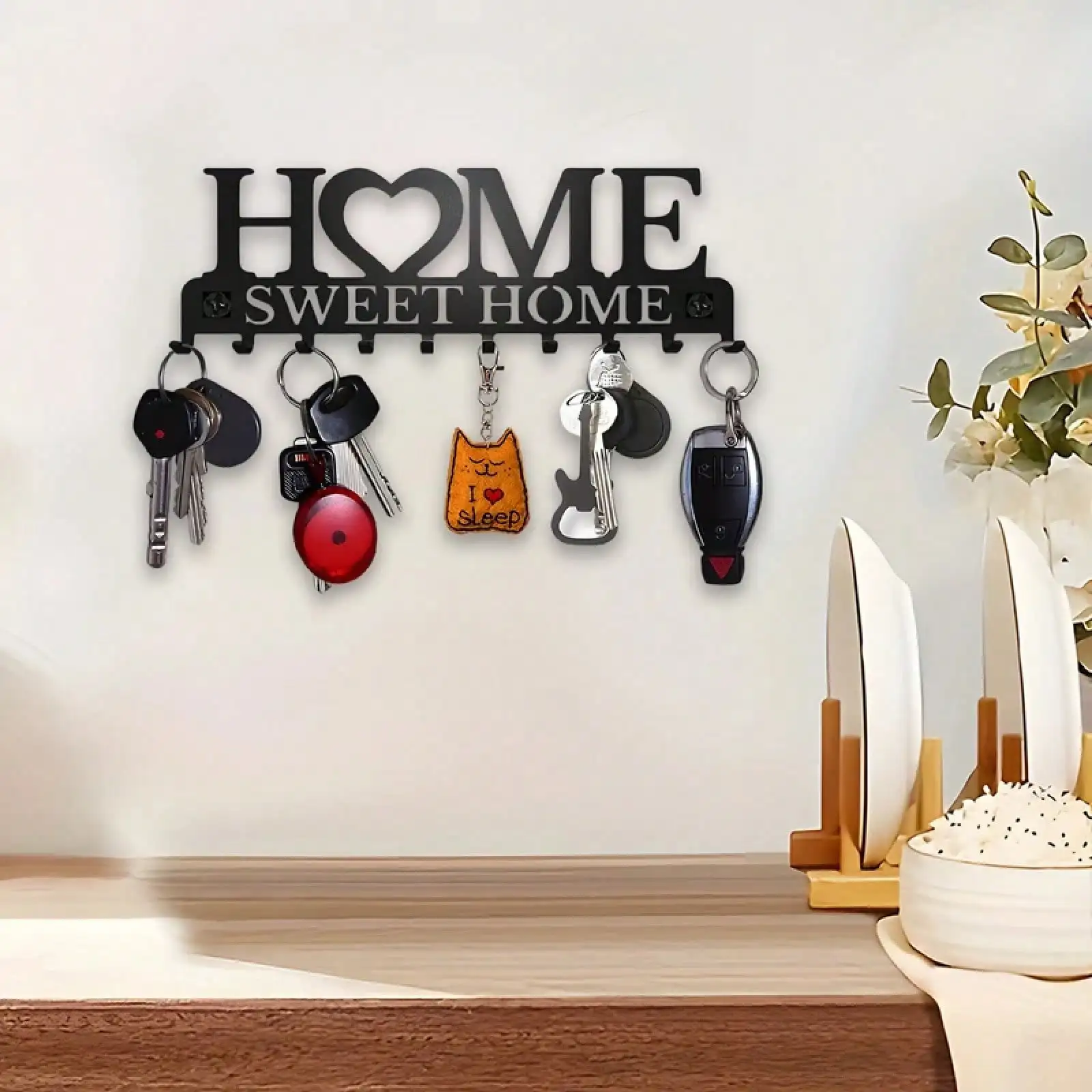 Home Sweet Home Key Rack, 10 Hooks - Image 3