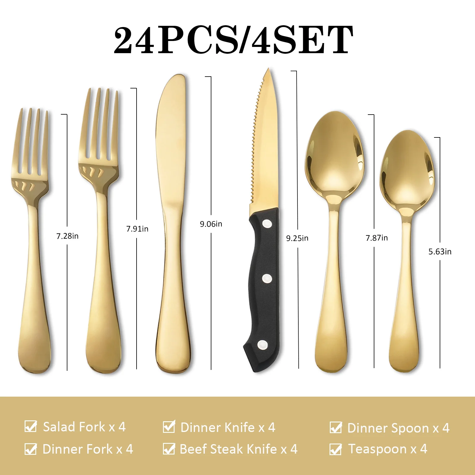 24Pcs Stainless Steel Flatware Set - Image 6