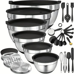 Stainless Steel Mixing Bowl Set, 17pcs