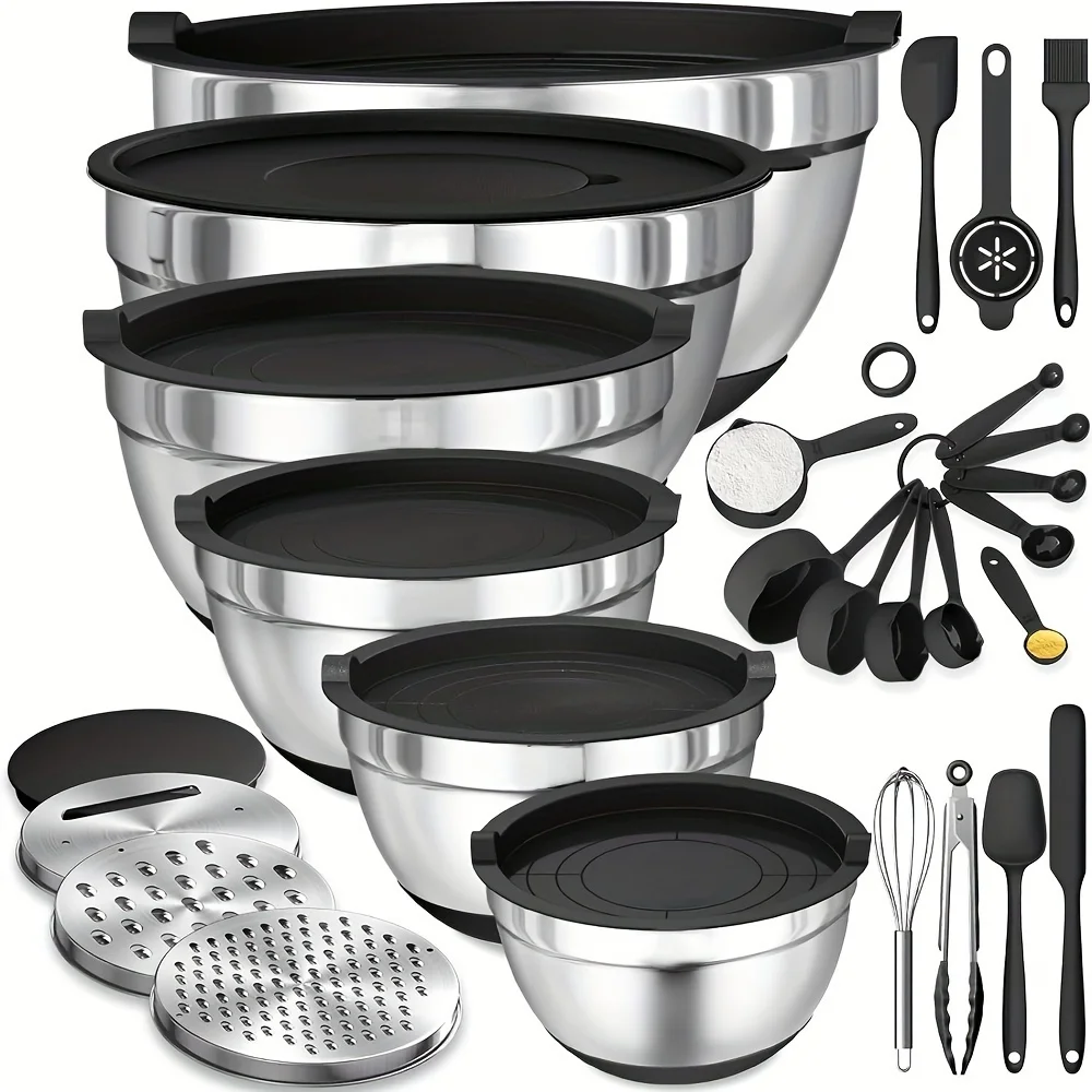 Stainless Steel Mixing Bowl Set, 17pcs - Image 1
