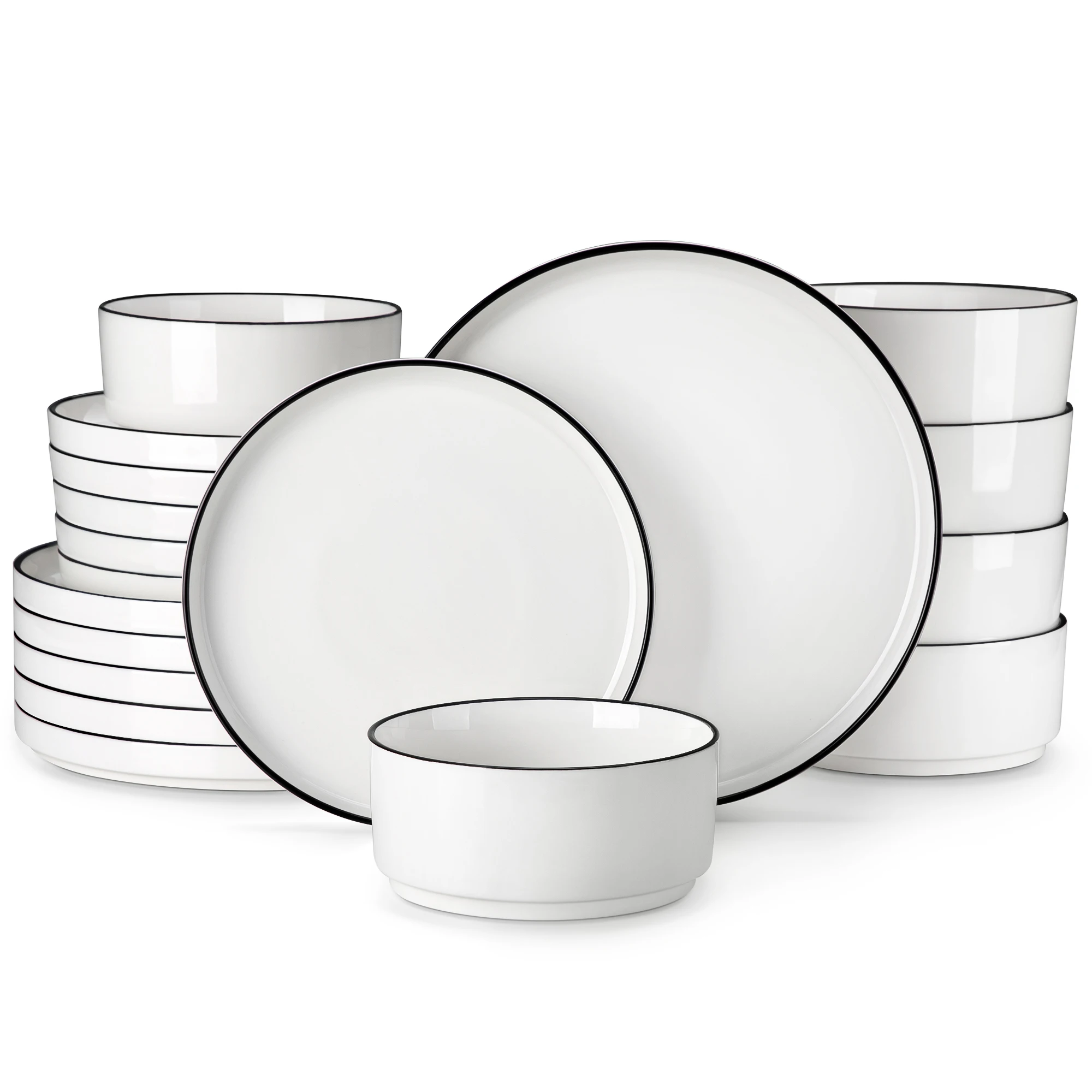 Dinner Plates Sets Black Rim - Image 1