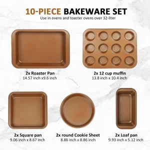 10Pcs Nonstick Carbon Steel Bakeware Set - Thumbnail Image 3