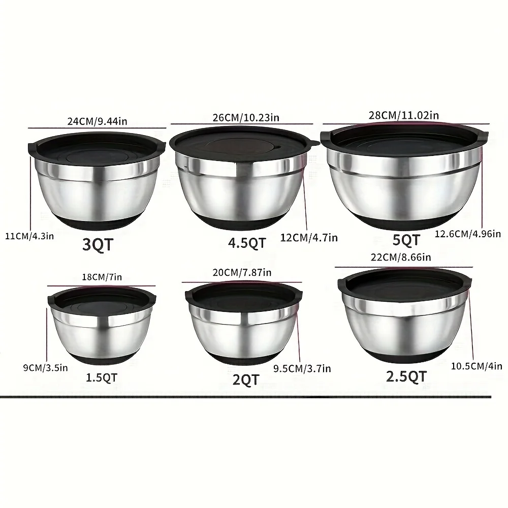 Stainless Steel Mixing Bowl Set, 17pcs - Image 5