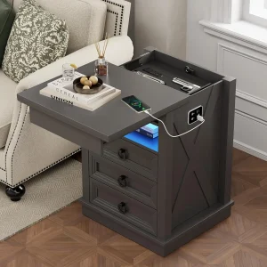 Farmhouse Nightstand Set w/ Charging Station - Thumbnail Image 9