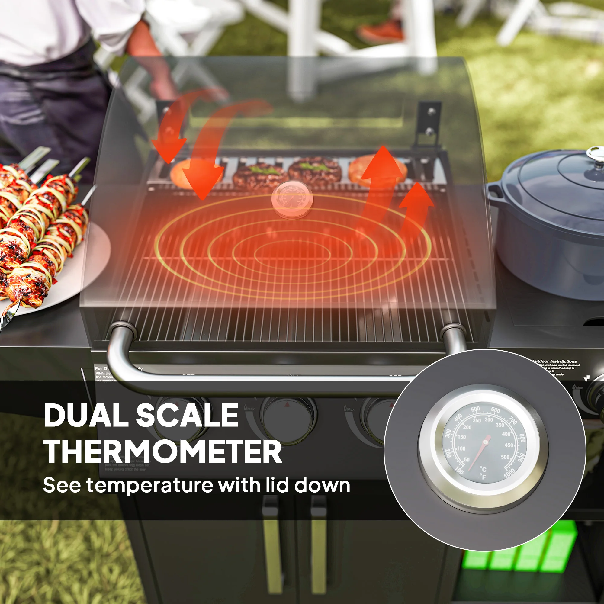 Gas Grill with Side Burner and Shelves - Image 6