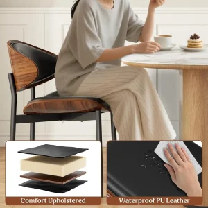 Mid-Century Upholstered Walnut Dining Chairs, Set of 4 - Thumbnail Image 3
